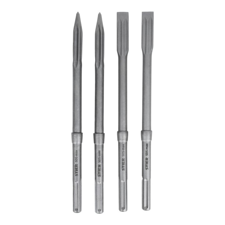 Set STIER Marteau perforateur SDS-Max, 1500W + Set de burins STIER SDS-Max 4 pièces 400 x 25 mm / 400 mm