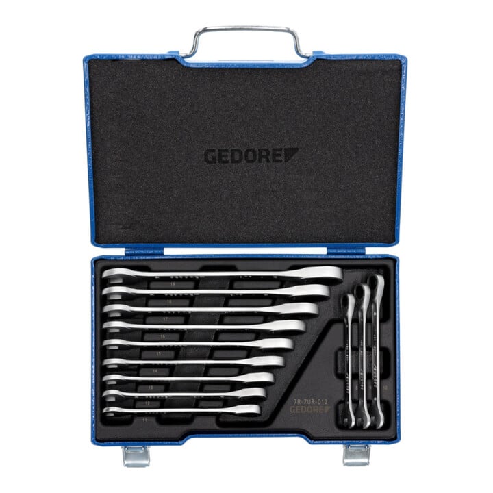 Set de clés mixtes à cliquet Gedore 7 R-012 12 pièces ouverture de clé 8-19 mm CV dans coffret en acier