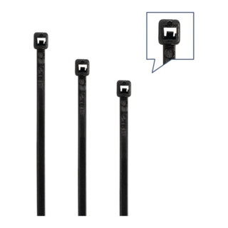 Set de colliers de câblage 350-pces polyamide noir / résistant aux rayons UV