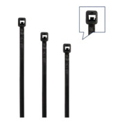 Set de colliers de câblage 350-pces polyamide noir / résistant aux rayons UV