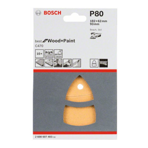 Ensemble de feuilles abrasives Bosch C470, le meilleur pour le bois et la peinture