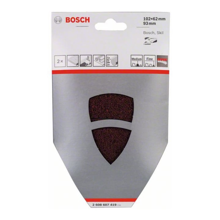 Set de non-tissé de nettoyage Bosch pour velcro 2 pièces 102 x 62 93 mm, ponçage multiple
