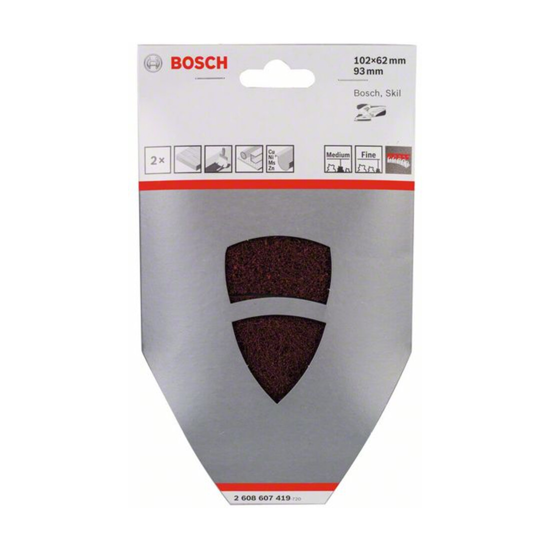 Set de non-tissé de nettoyage Bosch pour velcro 2 pièces 102 x 62 93 mm, ponçage multiple