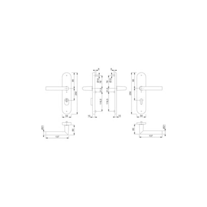 Set de poignées de protection Hoppe Amsterdam 86G/3332ZA/3330/1400 ES1 SK2 PZ VK 8/10mm