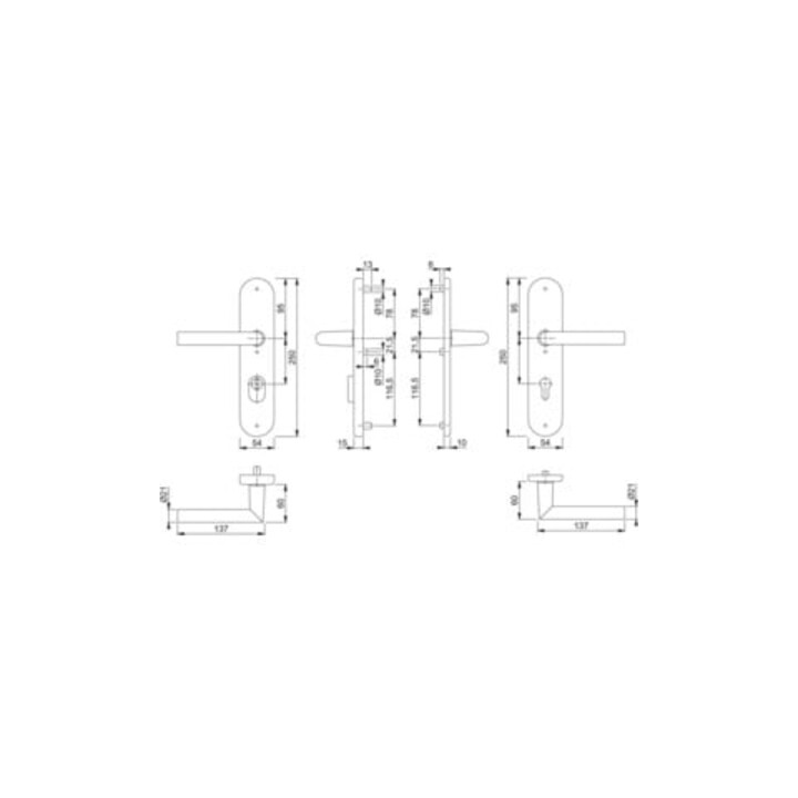 Set de poignées de protection Hoppe Amsterdam 86G/3332ZA/3330/1400 ES1 SK2 PZ VK 8/10mm