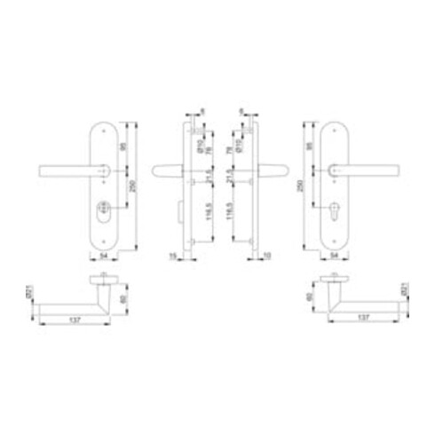 Set de poignées de protection Hoppe Amsterdam 86G/3332ZA/3330/1400 ES1 SK2 PZ VK 8/10mm
