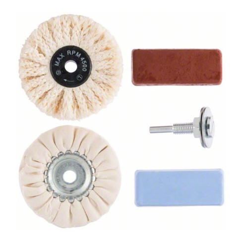 Set de polissage Set de polissage (brosse en corde de sisal, disque à lustrer, brosse de fixation, pâte à polir)