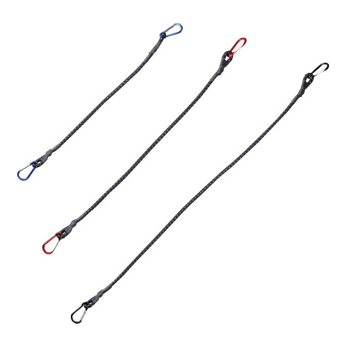 Set de serrage de bagages 3-pces L. 60, 80, 100 cm avec mousqueton EVB