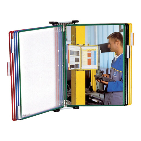 Set de supports muraux 1 x 10 tableaux de présentation rouge/bleu/jaune/vert/noir