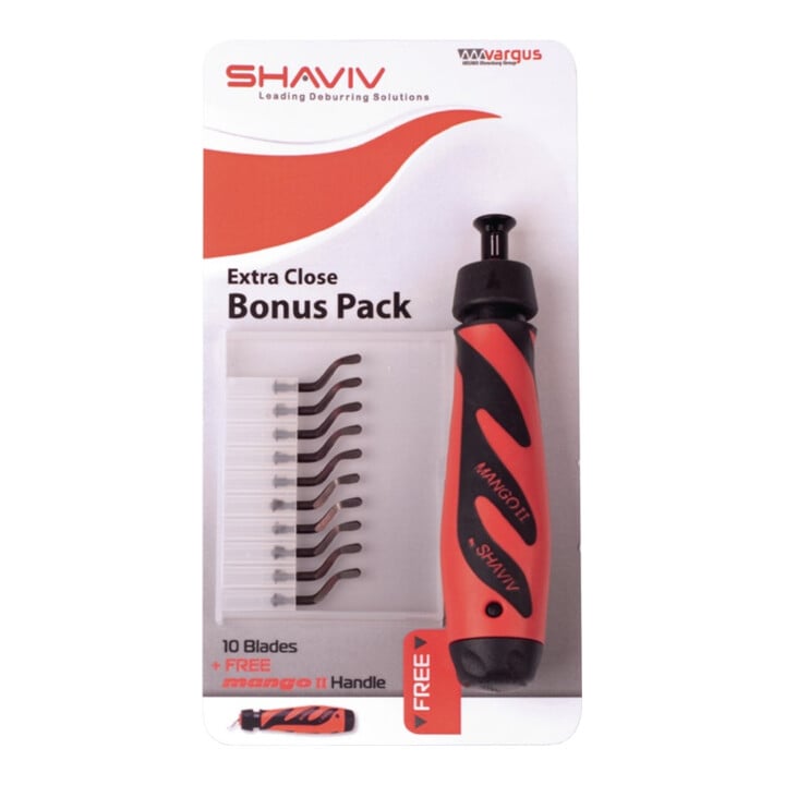 Set d'ébavurage poignée Mango II avec lames E100 (HSS) SHAVIV