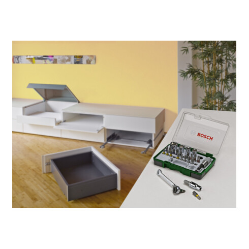Set d’embouts de vissage + cliquet, 27 pièces