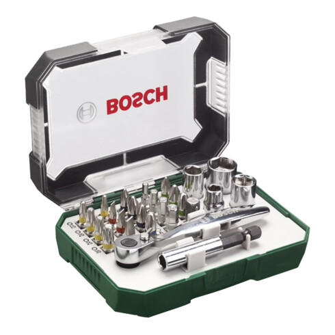 Set d’embouts de vissage + cliquet Bosch, 26 pièces