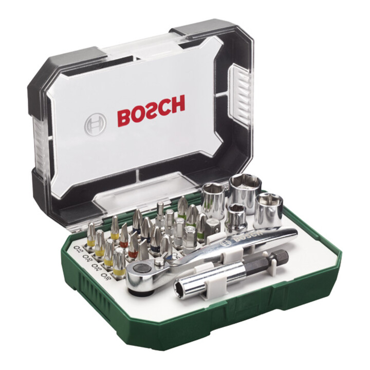Set d’embouts de vissage + cliquet Bosch, 26 pièces