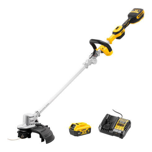 Set DeWalt Akku-Rasentrimmer 18V faltbar, brushless + Akku 5Ah + Ladegerät 4A