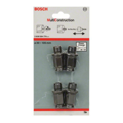 Bosch Set di adattatori per seghe a tazza MC con filettatura M16, 4pz.