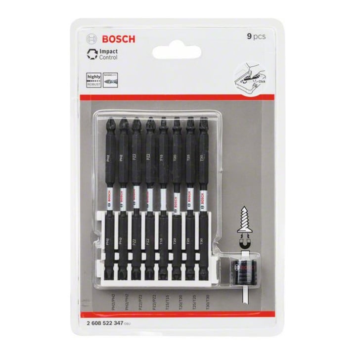 Bosch Set di bit per cacciavite a doppia lama Impact Control, 9pz. vari 110mm