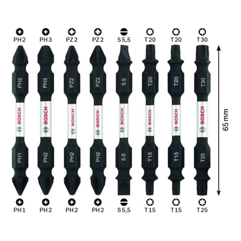 Bosch Set di bit per avvitatori a doppia lama Professional Impact Control Pick and Click 8pz.