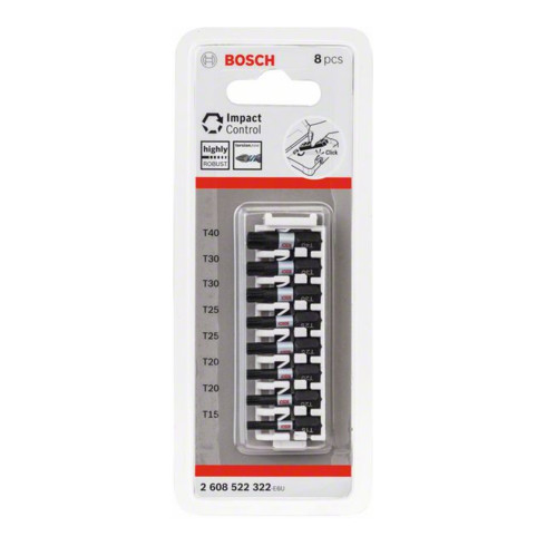 Bosch Set di bit per cacciavite Impact Control 8pz. 1xT15 T40 2x T20 T25 T30 25mm