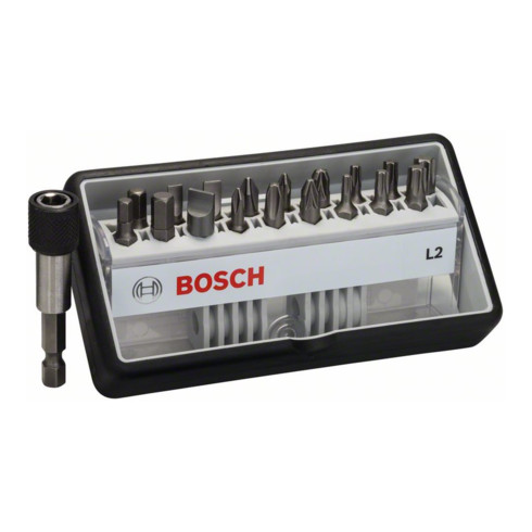 Bosch Set di bit per cacciavite Robust Line L, extra-duri, 18+1pz. 25mm PH PZ T, LS HEX