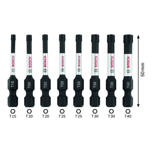 Bosch Set di bit per giravite Professional Impact Control Pick and Click Torx 50 mm 8 pz.