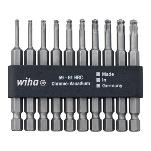 Wiha Set di bit Professional 70mm TORX® testa sferica 10pz. 1/4" in striscia di bit