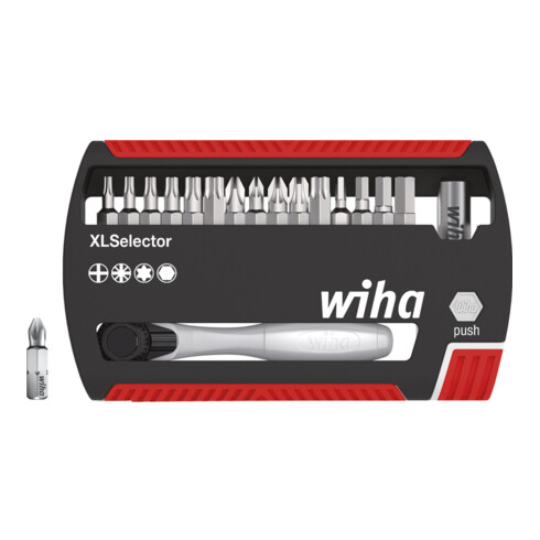 Wiha Set di bit XLSelector Standard 25mm misto 17pz. con cricchetto per bit C 6.3 (1/4")