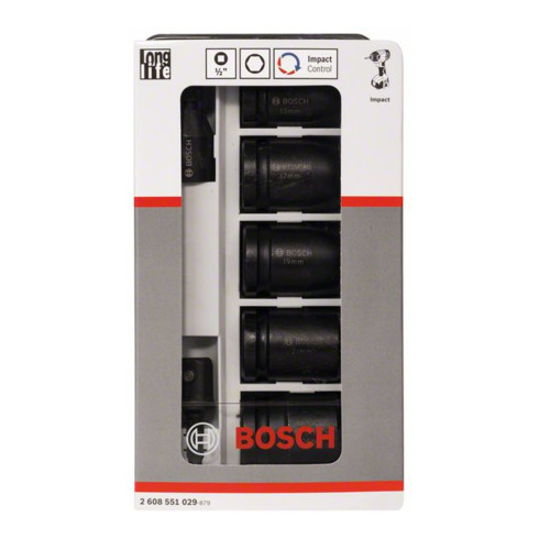 Bosch Set di bussole 7 pezzi lunghezza 40 mm apertura 13 - apertura 24 2 adattatori