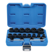 BGS Set di chiavi a bussola speciali / estrattori di viti, azionamento quadro interno 12,5mm, apertura 8 - 27mm, 16pz.