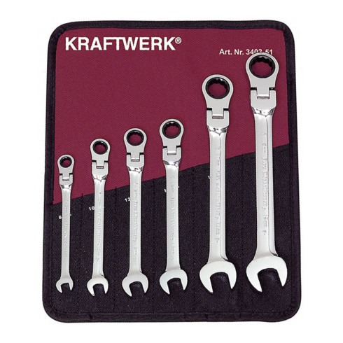 Kraftwerk Set di chiavi combinate a cricchetto 6 pz.