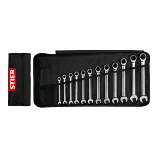 Set di chiavi combinate a cricchetto STIER, apertura chiave 8 - 19 mm, 12 pezzi