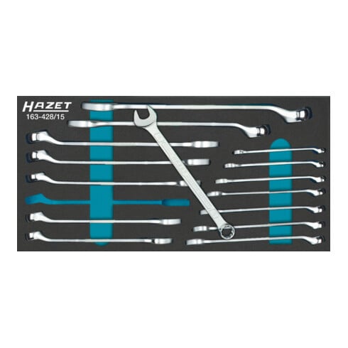 HAZET Set di chiavi combinate 163-428/15 profilo a doppio esagono esterno 6 - 22, 15pz.