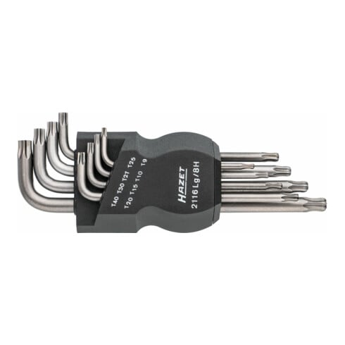 HAZET Set di chiavi maschio piegate 2116LG/8H, profilo interno TORX, 8pz.