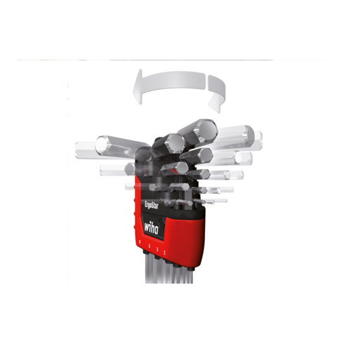 Wiha Set di chiavi maschio su supporto ErgoStar TORX®, con testa sferoidale 13pz., esecuzione ossidata nera