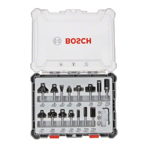 Bosch Set di frese con codolo da 6 mm, 15 pezzi