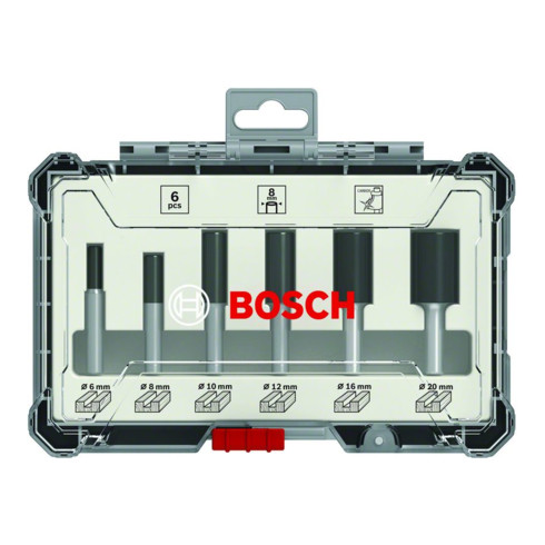 Bosch Set di frese per scanalature con codolo da 8 mm, 6 pezzi