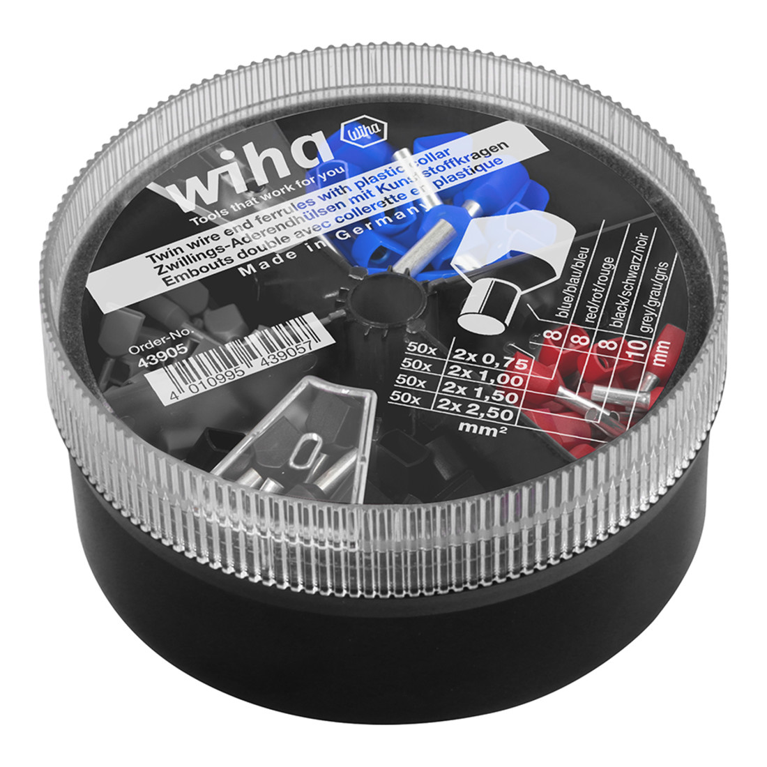 Wiha Set di ghiere gemelle con collare in plastica 0,75 - 2,50mm² codice colore 1 in confezione da spargere