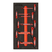 STIER Set di giraviti con impugnatura a T Torx TX6 - TX30 mm 9 pezzi con inserto di espanso morbido (EVA)
