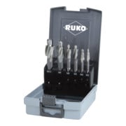 RUKO Set di lamatori DIN 373 HSS con perno di guida fisso, in cassetta di plastica in ABS