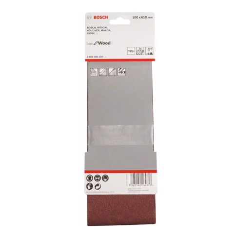 Bosch Set di nastri abrasivi X440 Best for Wood and Paint, 3pz. 100x610mm, 60,80,100