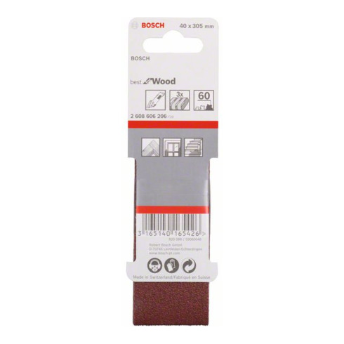 Bosch Set di nastri abrasivi X440 Best for Wood and Paint, 40x305mm, 60