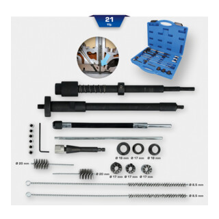 Set di pulizia per sedi di iniettore e vani Brilliant Tools, 21 pz