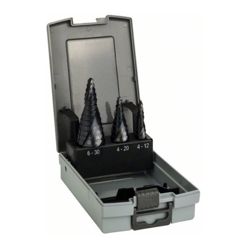 Bosch Set di punte a gradino HSS-AlTiN 3 pezzi 4 - 12 mm 4 - 20 mm 6 - 30 mm