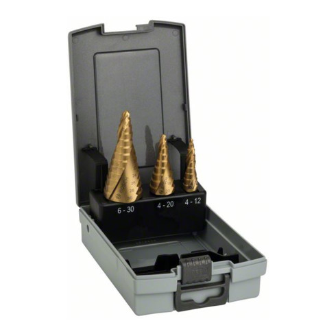 Bosch Set di punte a gradino HSS TiN 3 pezzi 4 - 12 mm 4 - 20 mm 6 30 mm