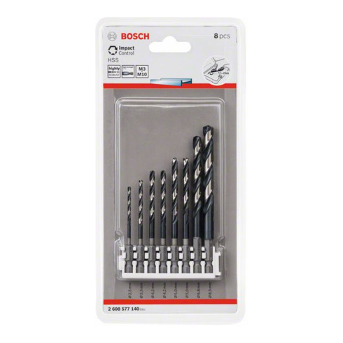 Bosch Set di punte elicoidali HSS con attacco esagonale 8 pezzi 2,5 - 8,5 mm