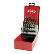 RUKO Set di punte da trapano elicoidali DIN 338, modello VA, HSSE Co 5, 25 pezzi