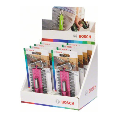 Bosch Set di punte per cacciavite 21pz. con moschettone, rosa