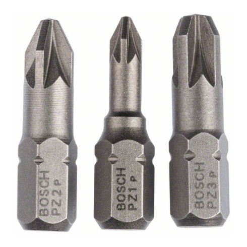 Bosch Set di bit per cacciavite extra-duri (PZ), PZ1, PZ2, PZ3, 25mm