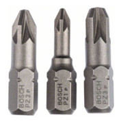Bosch Set di bit per cacciavite extra-duri (PZ), PZ1, PZ2, PZ3, 25mm