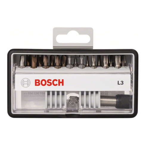 Bosch Set di bit per cacciavite Robust Line L, extra-duri, 18 + 1pz. 25mm Saf. Bit