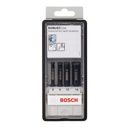 Bosch Set di punte per foratura a umido al diamante Robust Line 4 pezzi 6, 8 10 14 mm